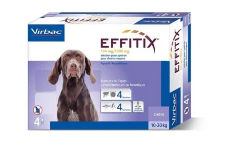 Effitix Spot On Moyen Chien 10 - 20 Kg 24 Pipettes -Chien Soldes effitix 10 20x4france 2