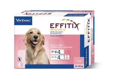 Effitix Spot On Grand Chien 20 - 40 Kg 24 Pipettes -Chien Soldes effitix 20 40x4france